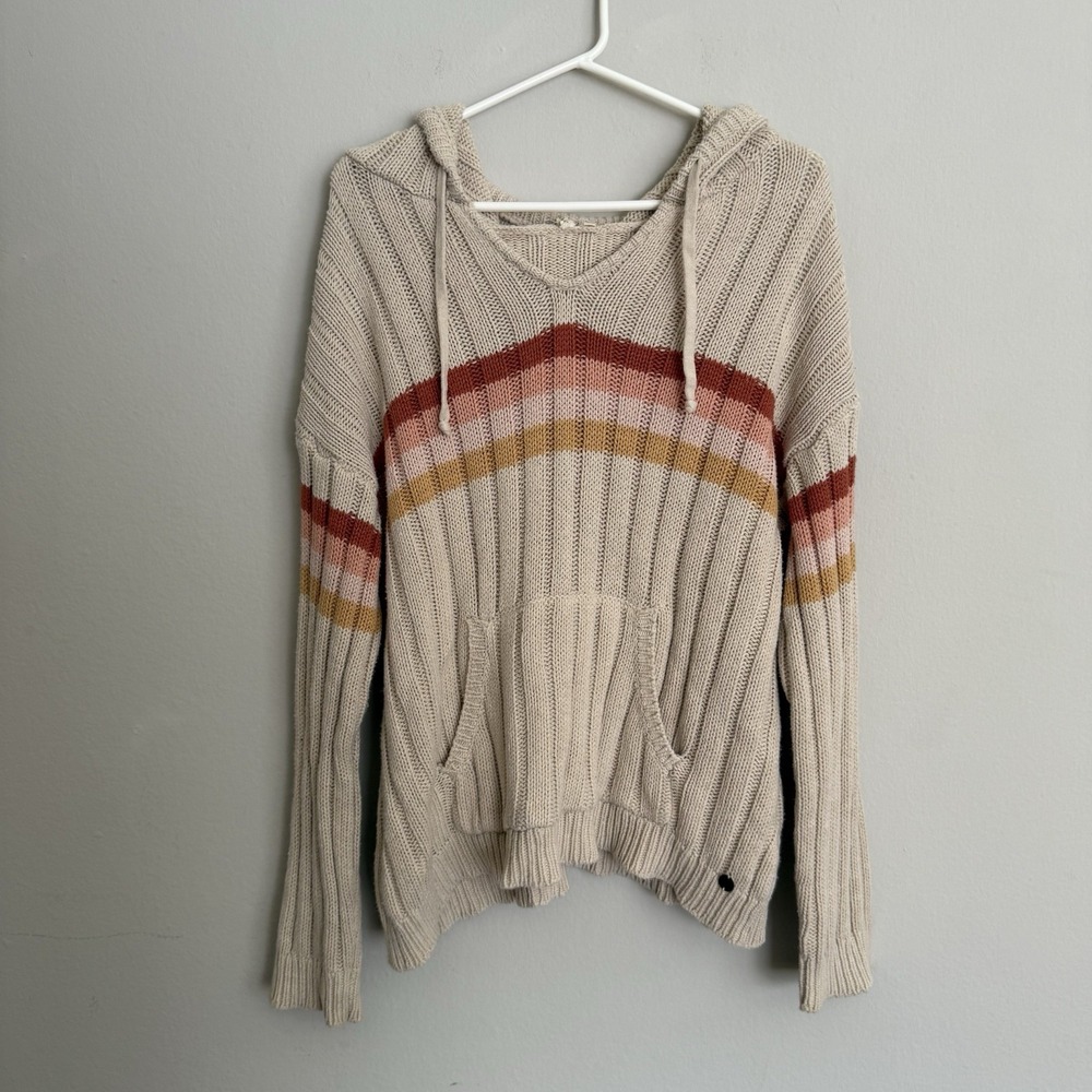 Rip Curl Women's Boho Knitted Hoodie Medium Beige Sunset Colors‎